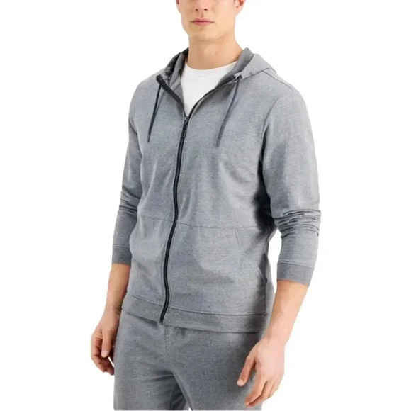 Alfani Other - Alfani Mendoza Oxford Heather Grey Full Zip Hooded Mens Sweatshirt Size Large